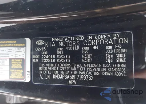 2015 Kia Soul + z USA, uszkodzony, nr VIN KNDJP3A58F7199732